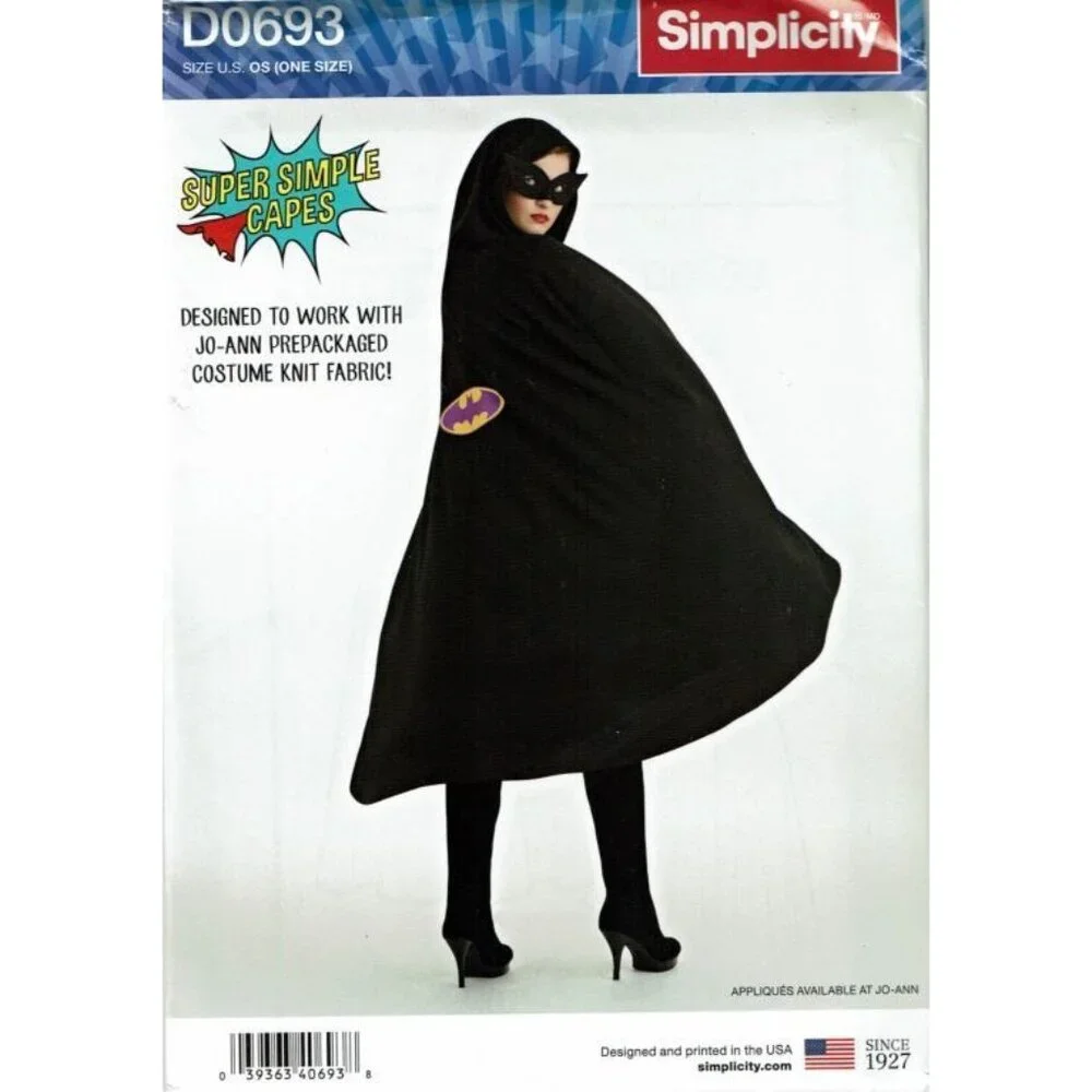 Simplicity D0693 Super Simple Capes Costume Pattern Misses/Mens/Teens One‎ Size